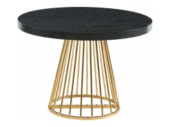 Mesa de jantar extensível 2 a 12 lugares em MDF e aço preto e dourado - FIRELA