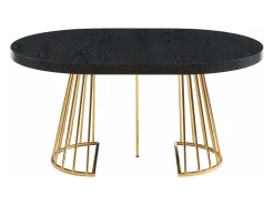 Mesa de jantar extensível 2 a 12 lugares em MDF e aço preto e dourado - FIRELA