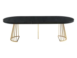 Mesa de jantar extensível 2 a 12 lugares em MDF e aço preto e dourado - FIRELA