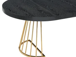 Mesa de jantar extensível 2 a 12 lugares em MDF e aço preto e dourado - FIRELA