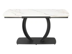 Mesa de jantar extensível em cerâmica e metal preto efeito mármore branco - OLIFIA