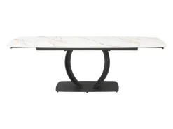 Mesa de jantar extensível em cerâmica e metal preto efeito mármore branco - OLIFIA