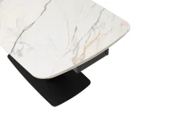 Mesa de jantar extensível em cerâmica e metal preto efeito mármore branco - OLIFIA
