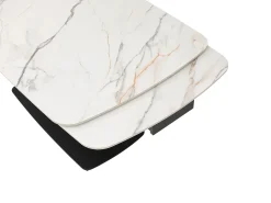 Mesa de jantar extensível em cerâmica e metal preto efeito mármore branco - OLIFIA