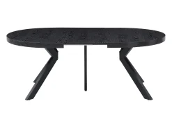 Mesa de jantar extensível de 6 a 12 lugares em MDF e aço - Preto - KOMONI
