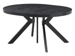 Mesa de jantar extensível de 6 a 12 lugares em MDF e aço - Preto - KOMONI