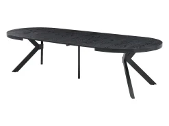 Mesa de jantar extensível de 6 a 12 lugares em MDF e aço - Preto - KOMONI