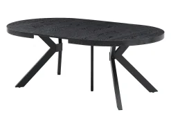 Mesa de jantar extensível de 6 a 12 lugares em MDF e aço - Preto - KOMONI