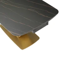 Mesa de jantar extensível em cerâmica e metal dourado efeito mármore preto - OLIFIA