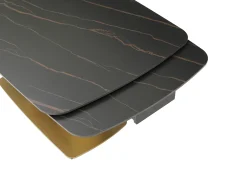 Mesa de jantar extensível em cerâmica e metal dourado efeito mármore preto - OLIFIA