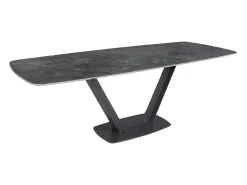 Mesa de jantar extensível barril oval mármore porcelânico e aço preto 1132 ANGEL CERDA