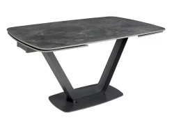 Mesa de jantar extensível barril oval mármore porcelânico e aço preto 1132 ANGEL CERDA