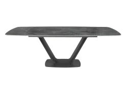 Mesa de jantar extensível barril oval mármore porcelânico e aço preto 1132 ANGEL CERDA