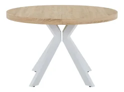 Mesa de jantar extensível para 4 a 8 pessoas em MDF e aço - Natural e branco - KOMONI