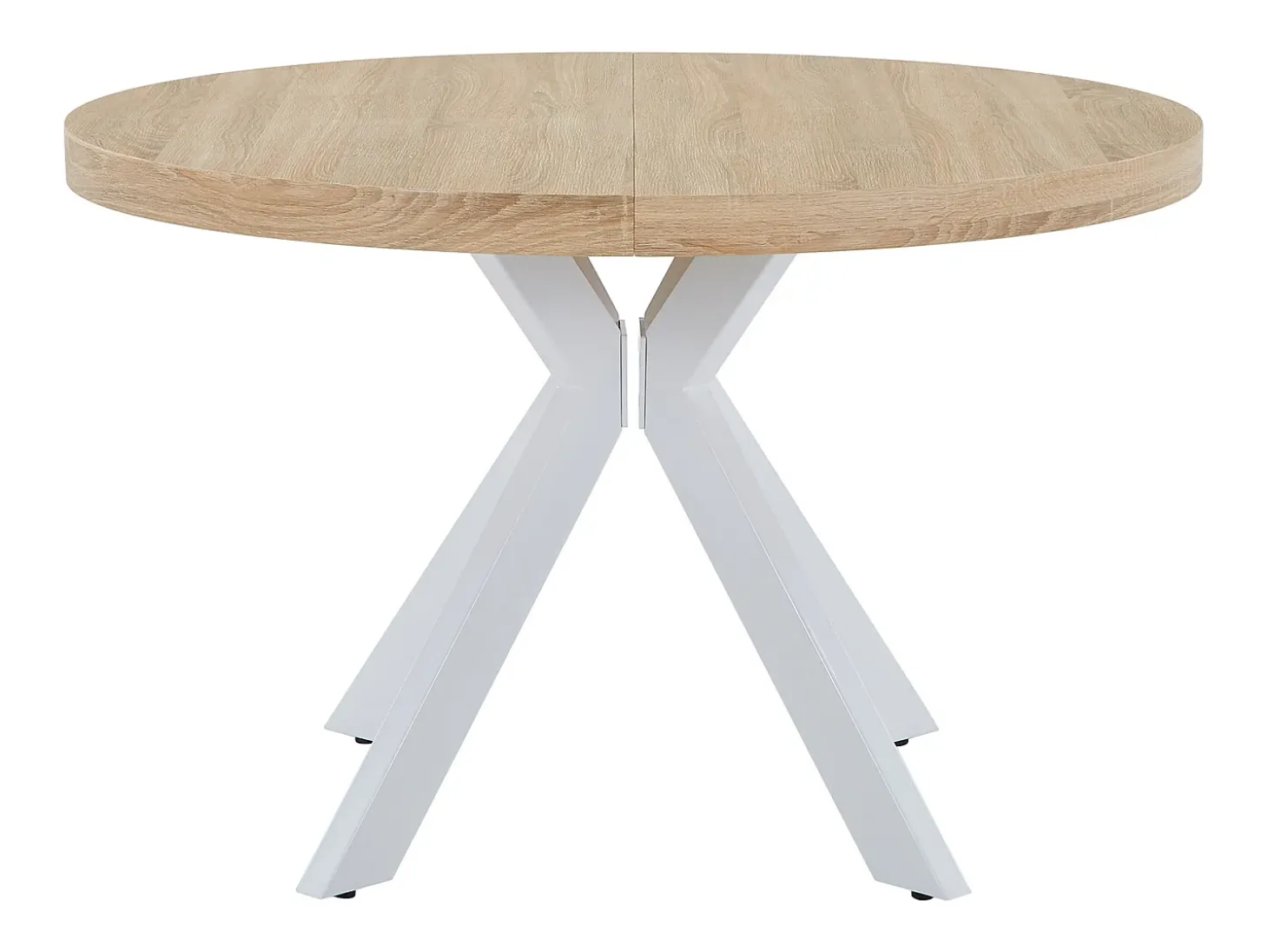 Mesa de jantar extensível para 4 a 8 pessoas em MDF e aço - Natural e branco - KOMONI