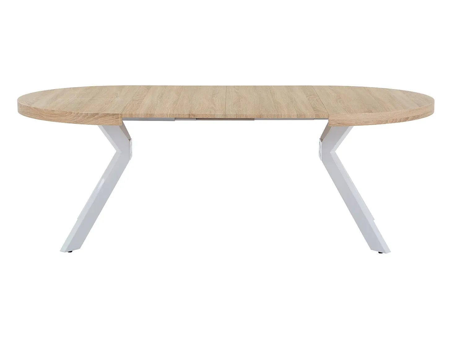 Mesa de jantar extensível para 4 a 8 pessoas em MDF e aço - Natural e branco - KOMONI