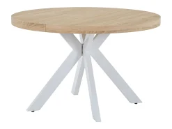 Mesa de jantar extensível para 4 a 8 pessoas em MDF e aço - Natural e branco - KOMONI