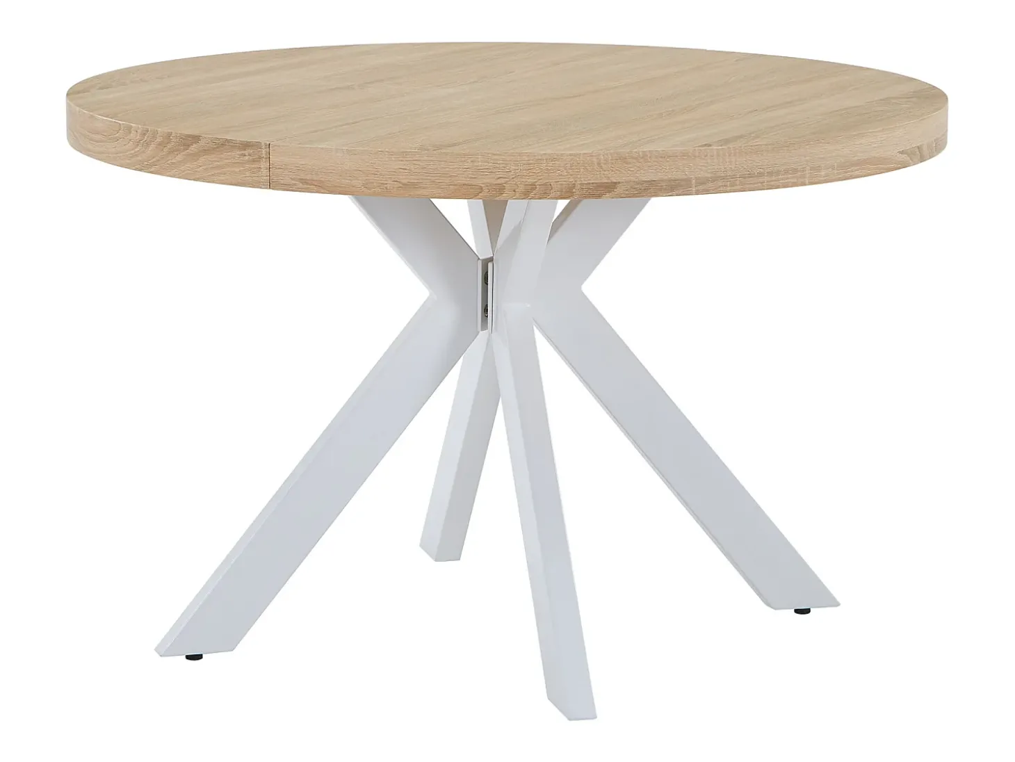 Mesa de jantar extensível para 4 a 8 pessoas em MDF e aço - Natural e branco - KOMONI