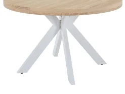 Mesa de jantar extensível para 4 a 8 pessoas em MDF e aço - Natural e branco - KOMONI