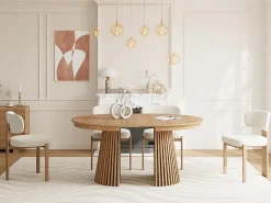 Mesa de jantar extensível 4 a 8 pessoas em carvalho - Natural - CARMIZA