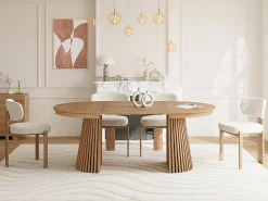 Mesa de jantar extensível 4 a 8 pessoas em carvalho - Natural - CARMIZA