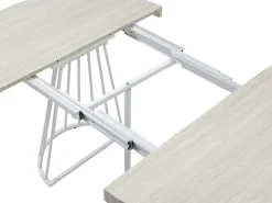 Mesa de jantar extensível 2 a 12 pessoas em MDF e aço - Efeito travertino bege e branco - FIRELA