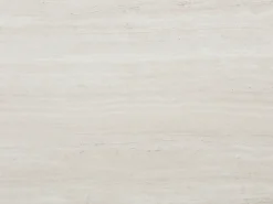 Mesa de jantar extensível 2 a 12 pessoas em MDF e aço - Efeito travertino bege e branco - FIRELA