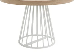 Mesa de jantar extensível 2 a 12 pessoas em MDF e aço - Natural claro e branco - FIRELA