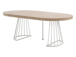 Mesa de jantar extensível 2 a 12 pessoas em MDF e aço - Natural claro e branco - FIRELA