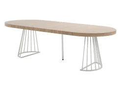 Mesa de jantar extensível 2 a 12 pessoas em MDF e aço - Natural claro e branco - FIRELA