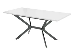 Mesa de jantar extensível para 4 a 6 talheres - C 120/160 x L 80 x A 75 cm - Madeira MDF e metal - Branco