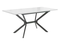 Mesa de jantar extensível para 4 a 6 talheres - C 120/160 x L 80 x A 75 cm - Madeira MDF e metal - Branco
