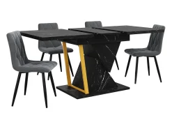 Mesa de jantar extensível para 6 pessoas - 110/140 x 80 x 76 cm - para salas de jantar e cozinhas - MDF + metal - preto