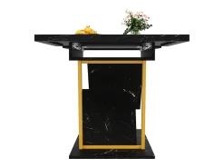 Mesa de jantar extensível para 6 pessoas - 110/140 x 80 x 76 cm - para salas de jantar e cozinhas - MDF + metal - preto