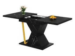 Mesa de jantar extensível para 6 pessoas - 110/140 x 80 x 76 cm - para salas de jantar e cozinhas - MDF + metal - preto