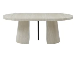 Mesa de jantar extensível para 6 a +12 pessoas em MDF - Efeito travertino bege - CLOEVA