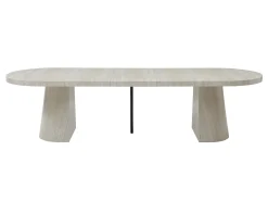 Mesa de jantar extensível para 6 a +12 pessoas em MDF - Efeito travertino bege - CLOEVA