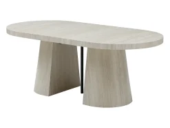 Mesa de jantar extensível para 6 a +12 pessoas em MDF - Efeito travertino bege - CLOEVA