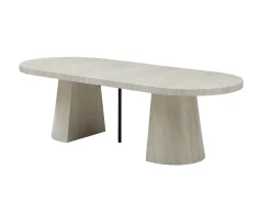 Mesa de jantar extensível para 6 a +12 pessoas em MDF - Efeito travertino bege - CLOEVA