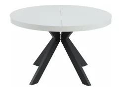 Mesa de jantar extensível 4 a 8 lugares em MDF e aço lacado a branco e preto - KOMONI