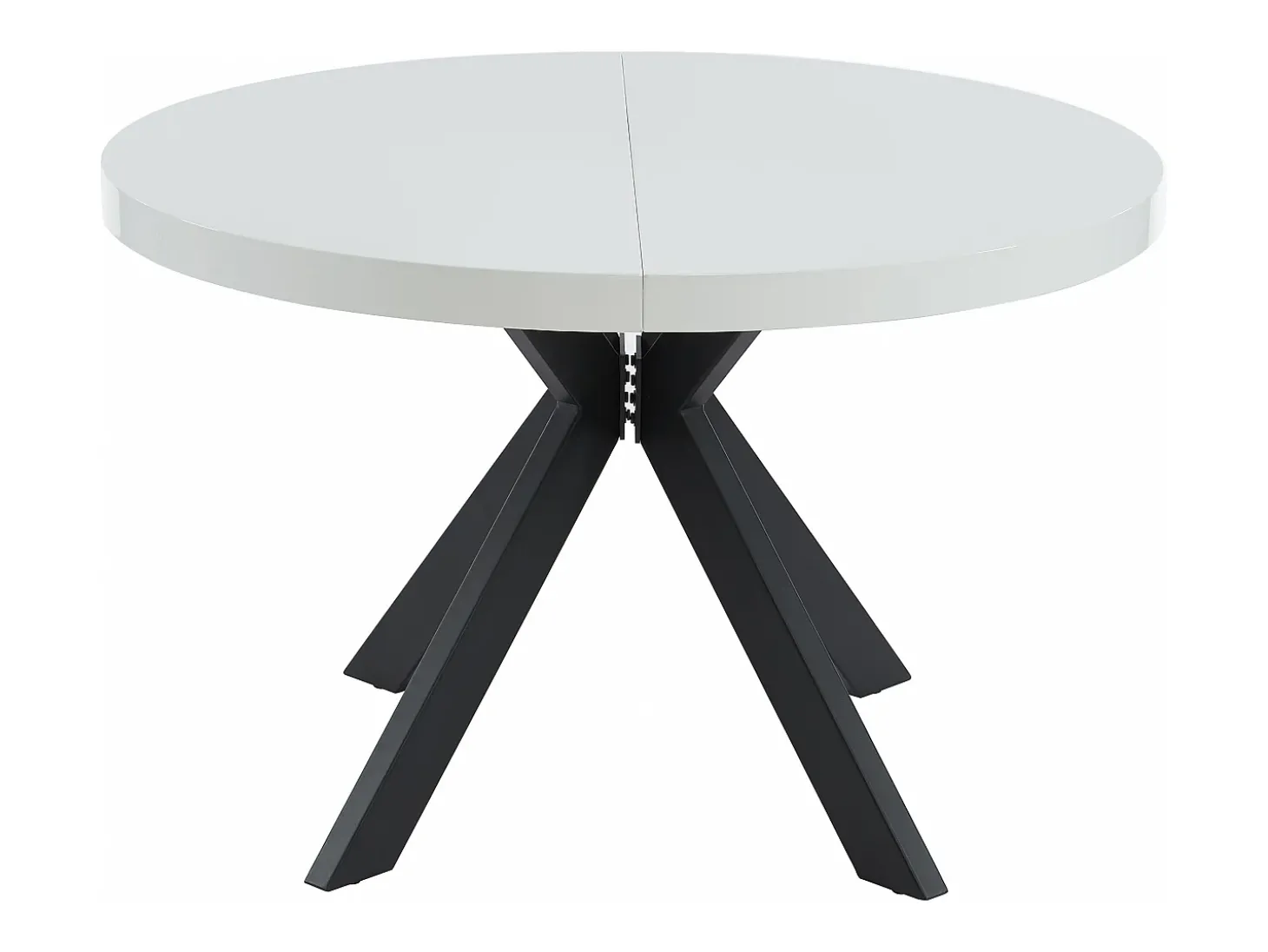 Mesa de jantar extensível 4 a 8 lugares em MDF e aço lacado a branco e preto - KOMONI