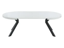 Mesa de jantar extensível 4 a 8 lugares em MDF e aço lacado a branco e preto - KOMONI