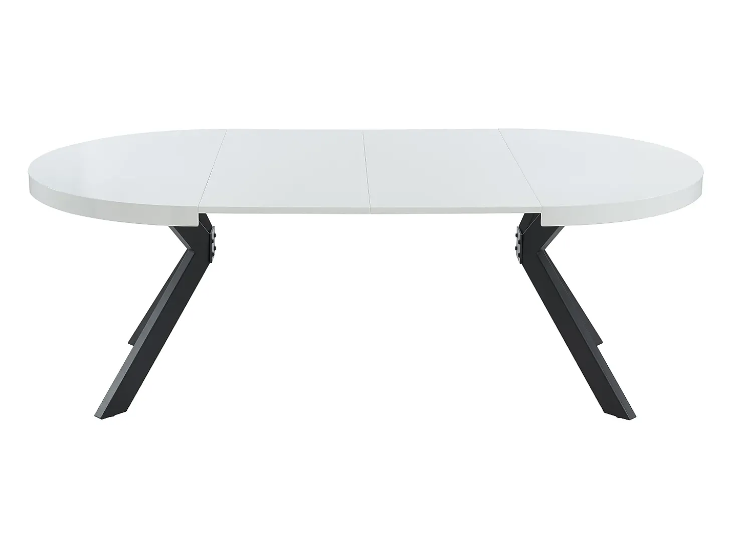 Mesa de jantar extensível 4 a 8 lugares em MDF e aço lacado a branco e preto - KOMONI