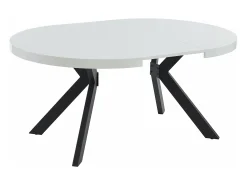Mesa de jantar extensível 4 a 8 lugares em MDF e aço lacado a branco e preto - KOMONI