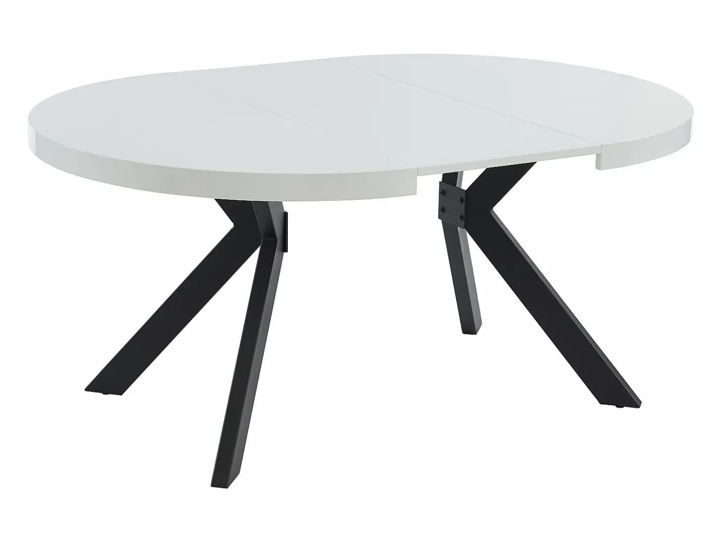Mesa de jantar extensível 4 a 8 lugares em MDF e aço lacado a branco e preto - KOMONI