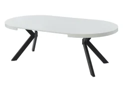 Mesa de jantar extensível 4 a 8 lugares em MDF e aço lacado a branco e preto - KOMONI