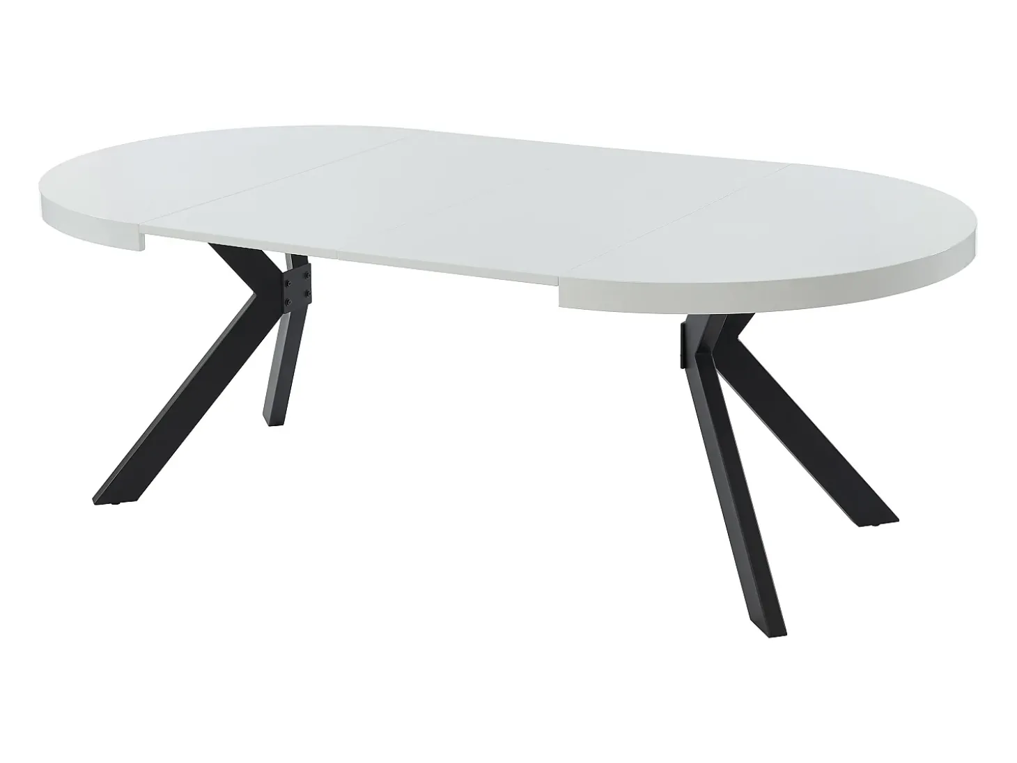 Mesa de jantar extensível 4 a 8 lugares em MDF e aço lacado a branco e preto - KOMONI