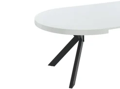Mesa de jantar extensível 4 a 8 lugares em MDF e aço lacado a branco e preto - KOMONI