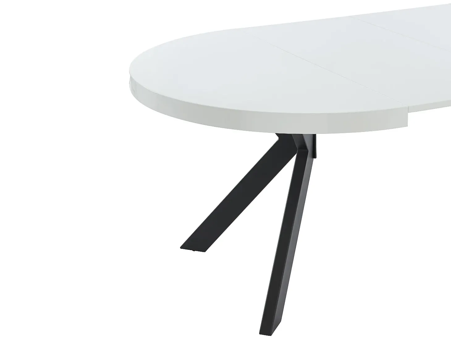 Mesa de jantar extensível 4 a 8 lugares em MDF e aço lacado a branco e preto - KOMONI