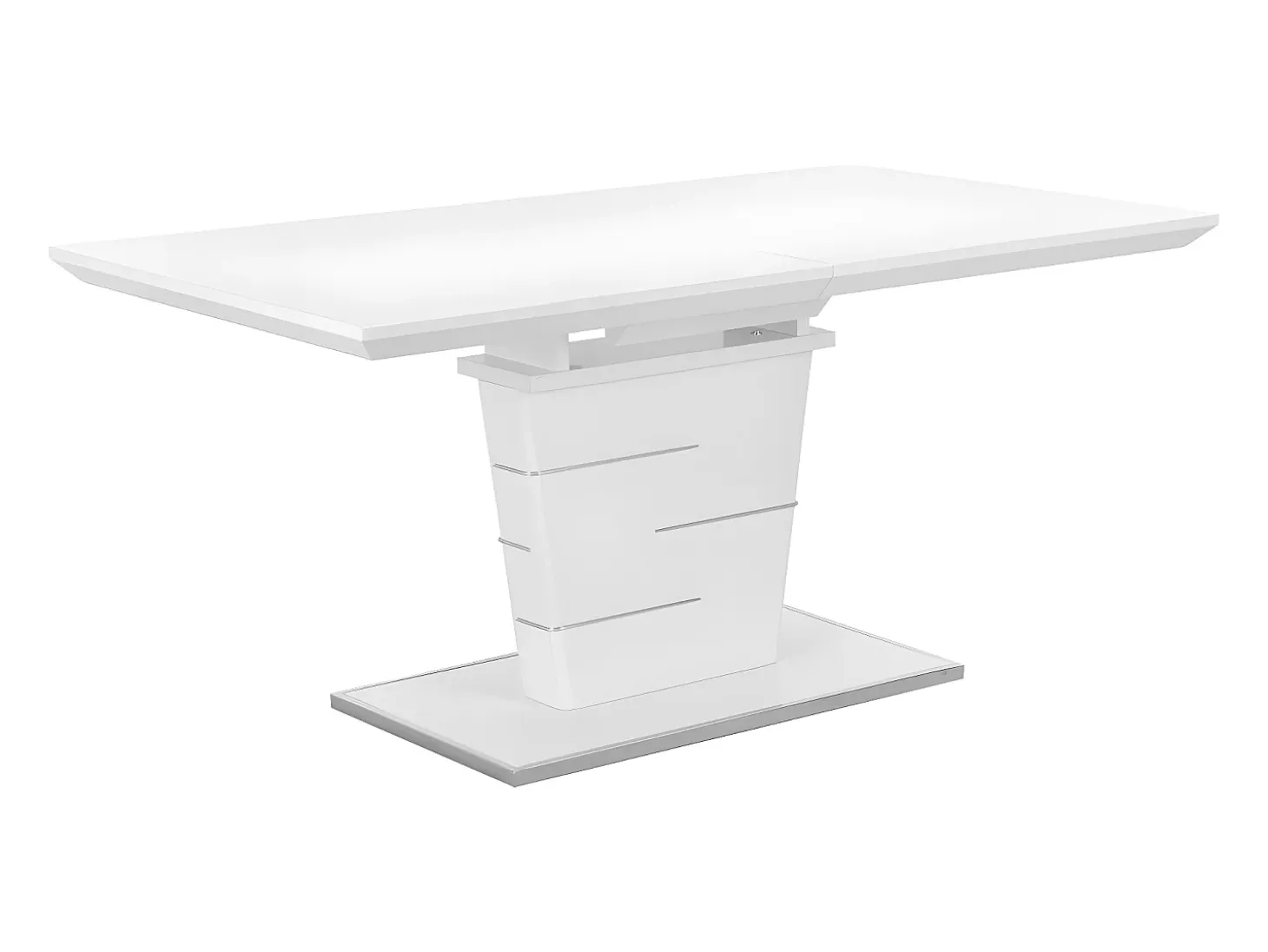Mesa de jantar extensível AMELLE para 6 a 8 pessoas, laqueada branca.